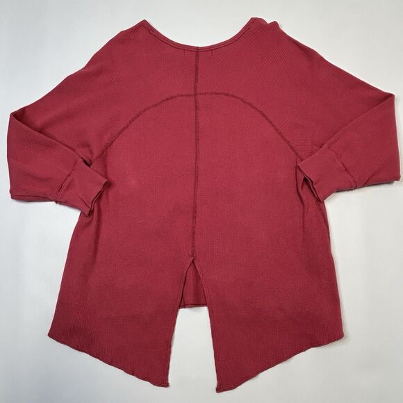 We The Free Amelia Split Back Thermal Top Shirt Womens Size Large Washed Red - Picture 6 of 14
